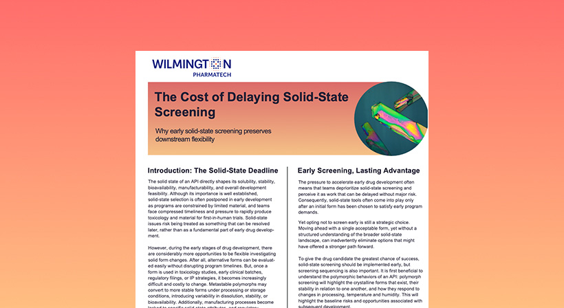 The Cost of Delaying Solid-State Screening